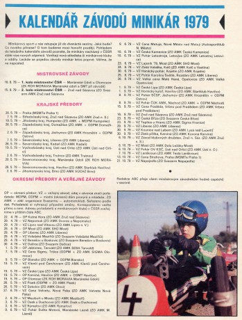 Kalendář závodů minikár 1979