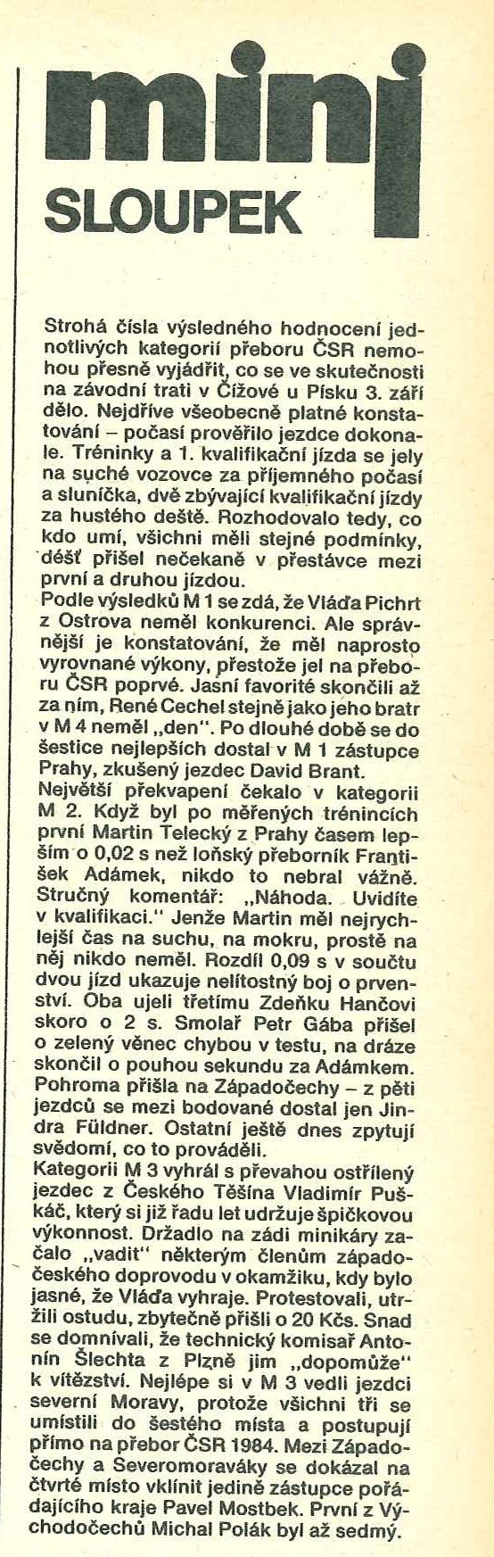 hodnocení přeboru ČSR v Čížové u Plzně