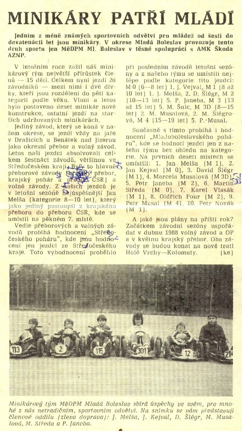 o minikáristech v Mladé Boleslavi, 1987