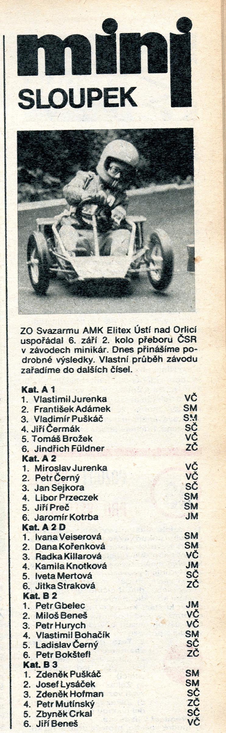 2. kolo přeboru ČSR v Ústí n. Orl. - výsledky